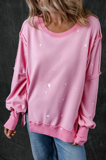 Bonbon Splash Spots Exposed Seam Baggy Sweatshirt