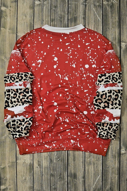 Fiery Red Tie-Dye Leopard Long Sleeve Top