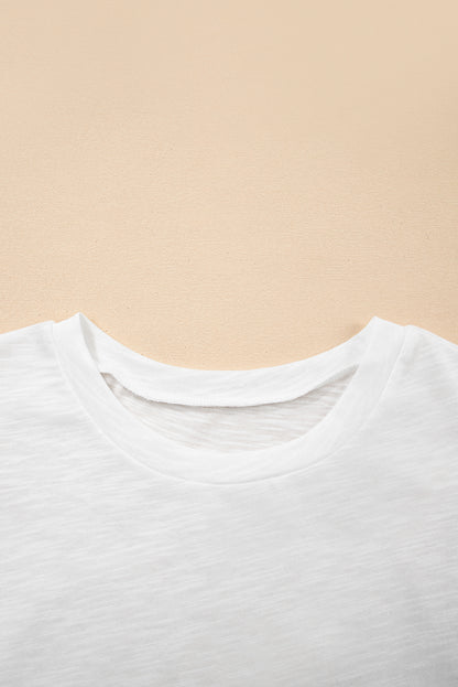 White Layered Ruffle Short Sleeve Round Neck Top