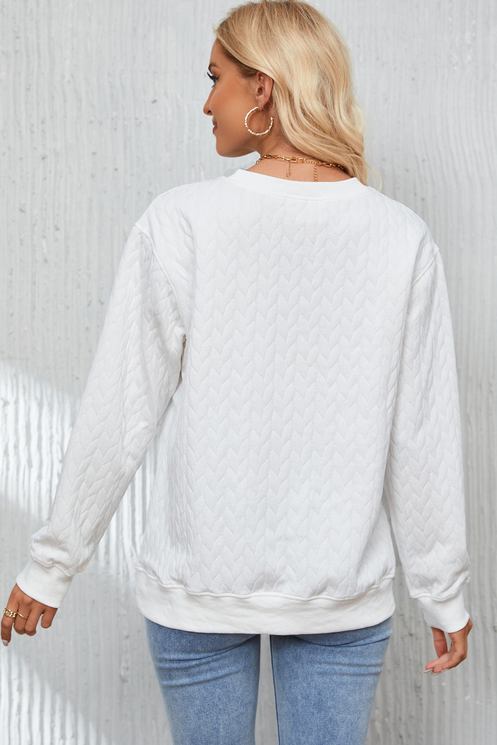 White Heart XOXO Chenille Embroidered Textured Sweatshirt