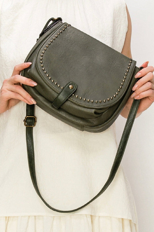 Annie Studded Saddle Crossbody Bag