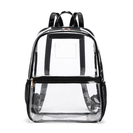 Bailey Clear Mesh Pocket Leather Strap Backpack