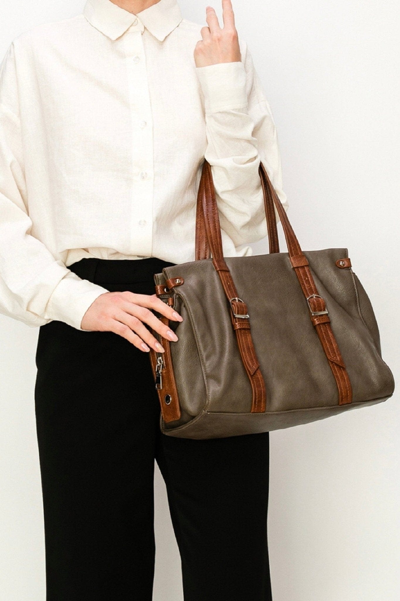 Lori Two Tone Satchel Tote