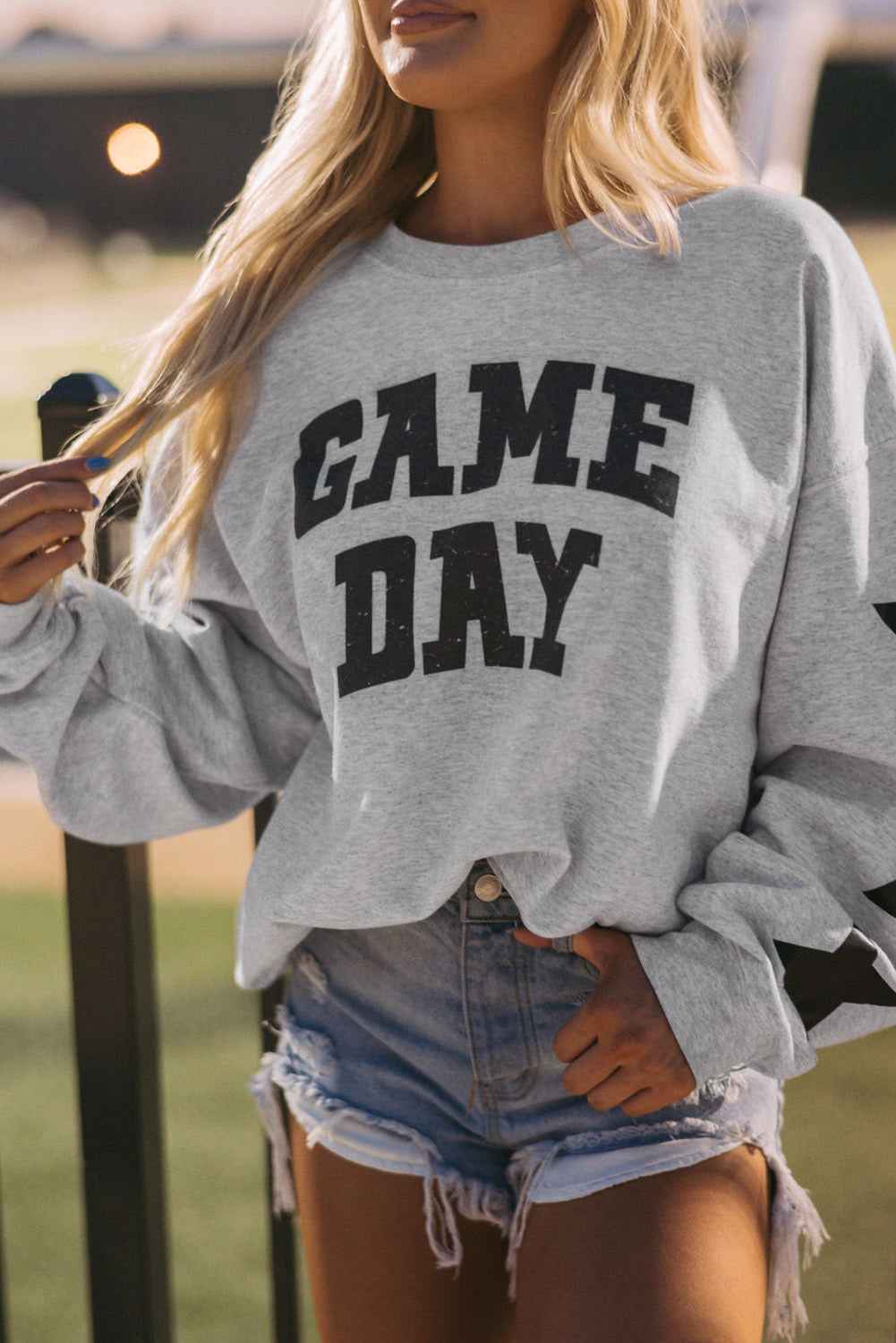 Black Game Day Graphic Rugby Football Season Sweatshirt