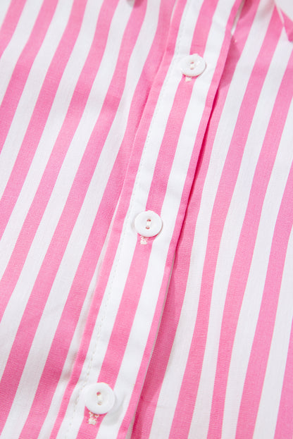 Pink Stripe Dolman Sleeve Oversize Shirt