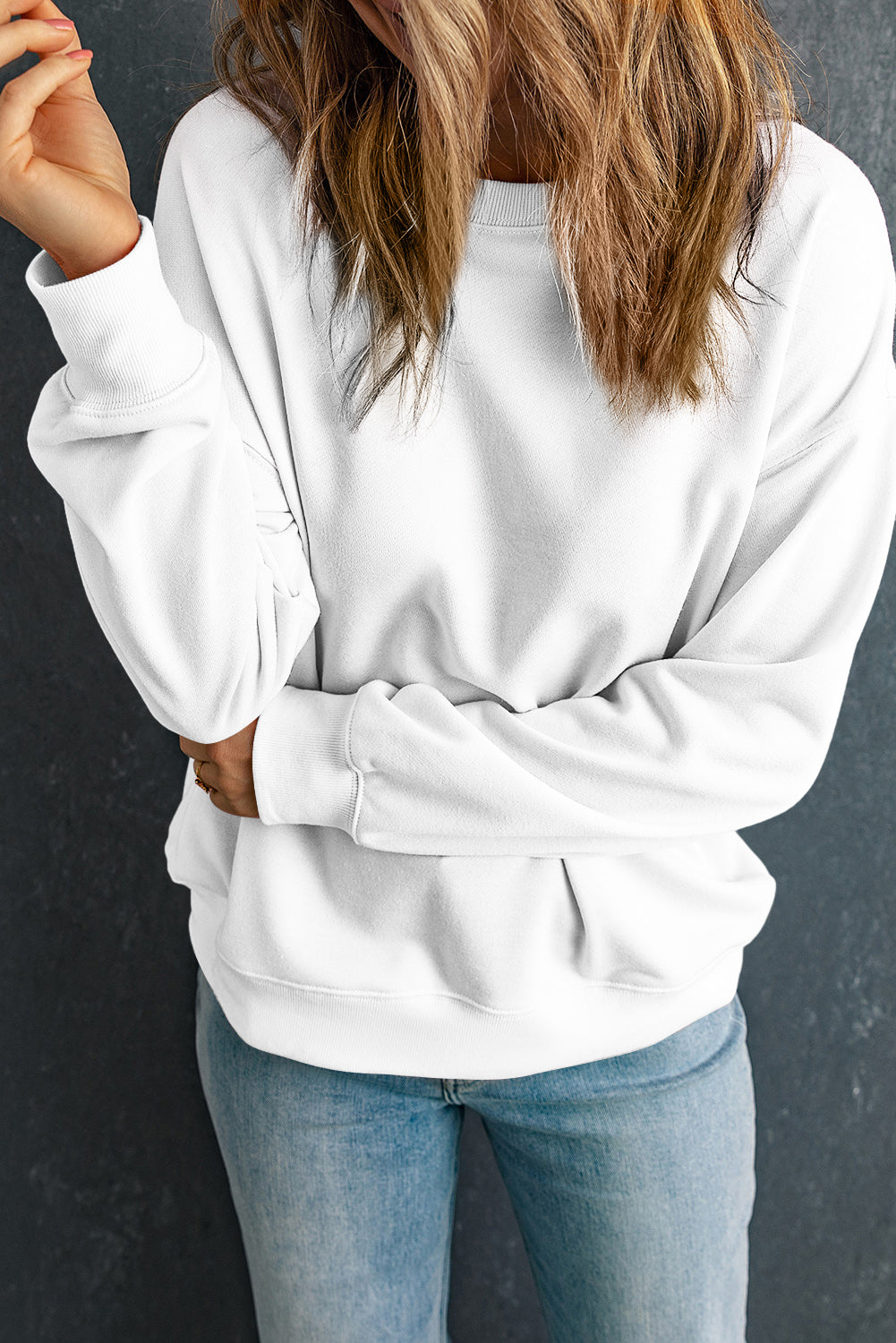 Solid Classic Crewneck Pullover Sweatshirt