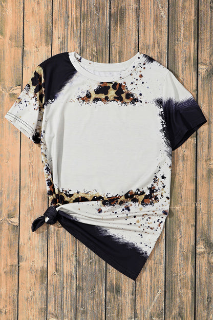 Bleached Leopard Short Sleeve Top