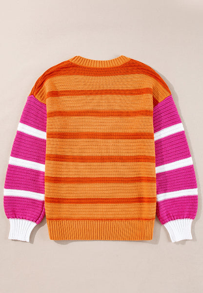 Striped Round Neck Long Sleeve Sweater