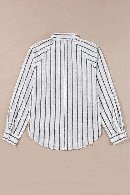 Black Stripe Chest Pocket Buttoned Oversized Shirt