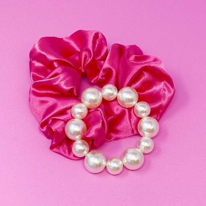 Pearl & Satin Scrunchie Set