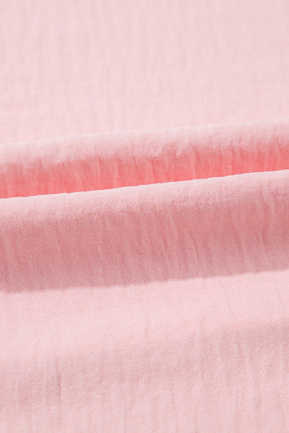 Pink Textured Half Sleeve V Neck Plus Size T Shirt with Chest Pocket