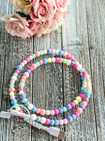 Cute Beaded 2 in 1 Phone Charger Cables