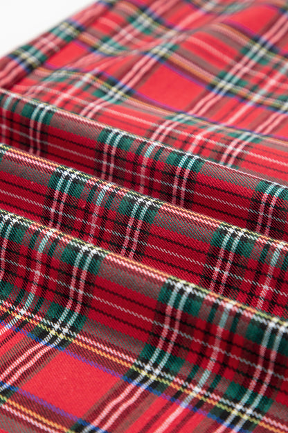 Red Festive Plaid Wide Leg Pull On Pants