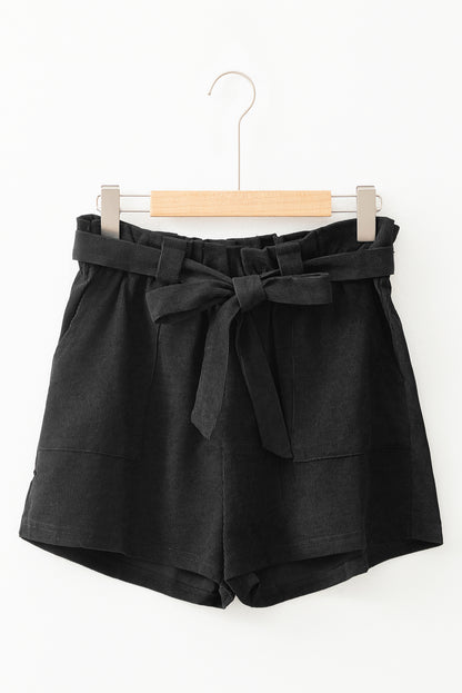 Black Cotton Blend Pocketed Knit Shorts