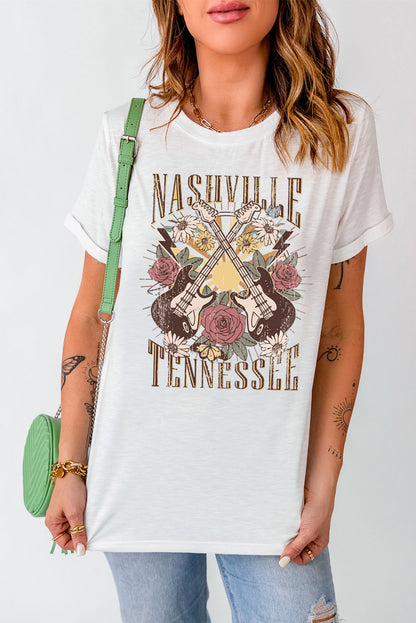 NASHVILLE TENNESSEE Cuffed Tee Shirt