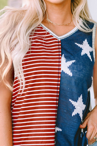 Star and Stripe V-Neck Tank