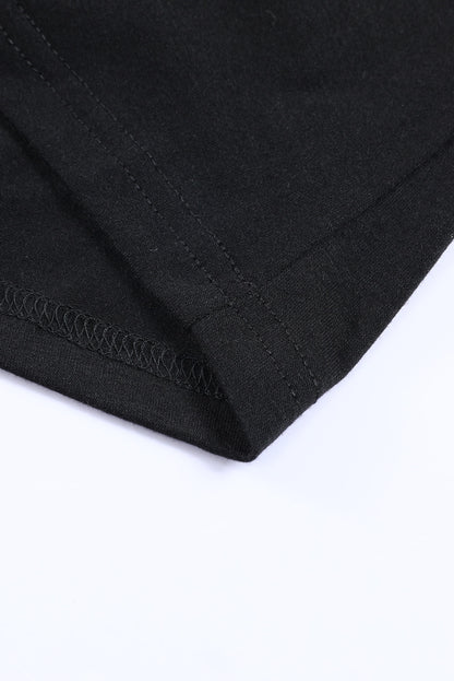 Black Solid Color Crew Neck Tank Top