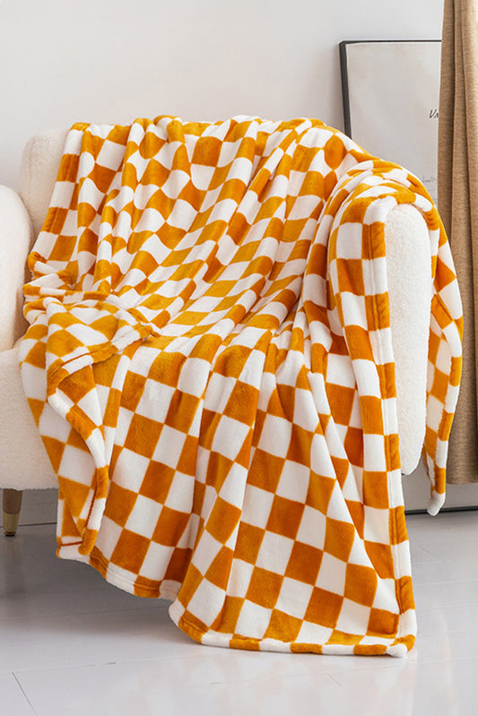 Yellow Checkerboard Printed Soft Throw Blanket 120*200cm