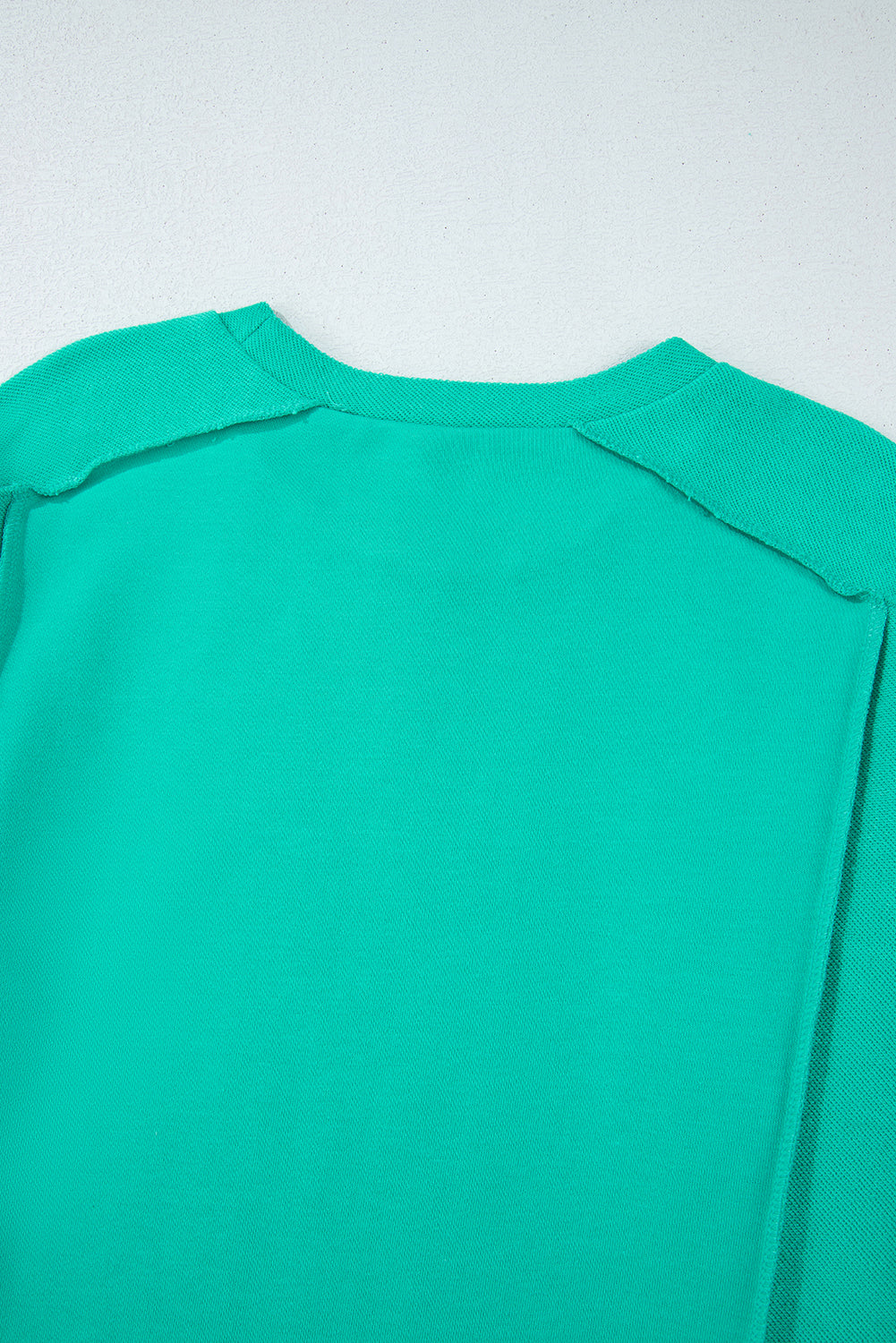 Mint Green Splicing Round Neck Pullover Sweatshirt