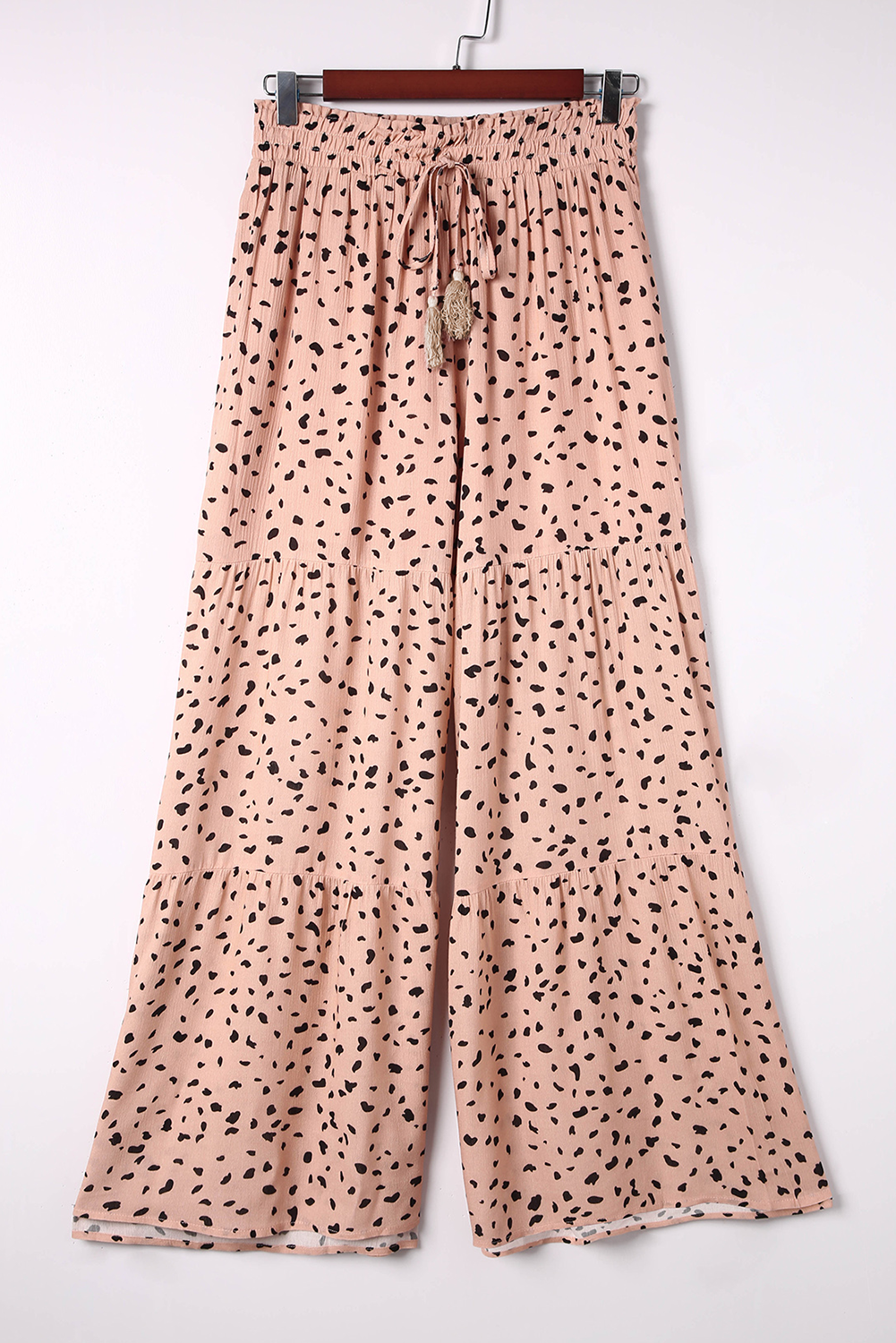 Brown Ruffle Wide Leg Dalmatian Palazzo Pants