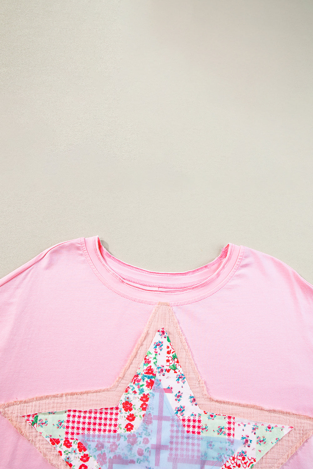 Pink Star Patchwork Loose T-shirt