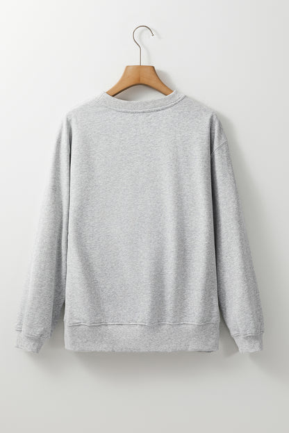 Light Grey Plain Drop Shoulder Crewneck Pullover Sweatshirt