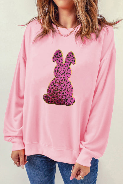 Pink Cheetah Easter Rabbit Graphic Sweatshirt