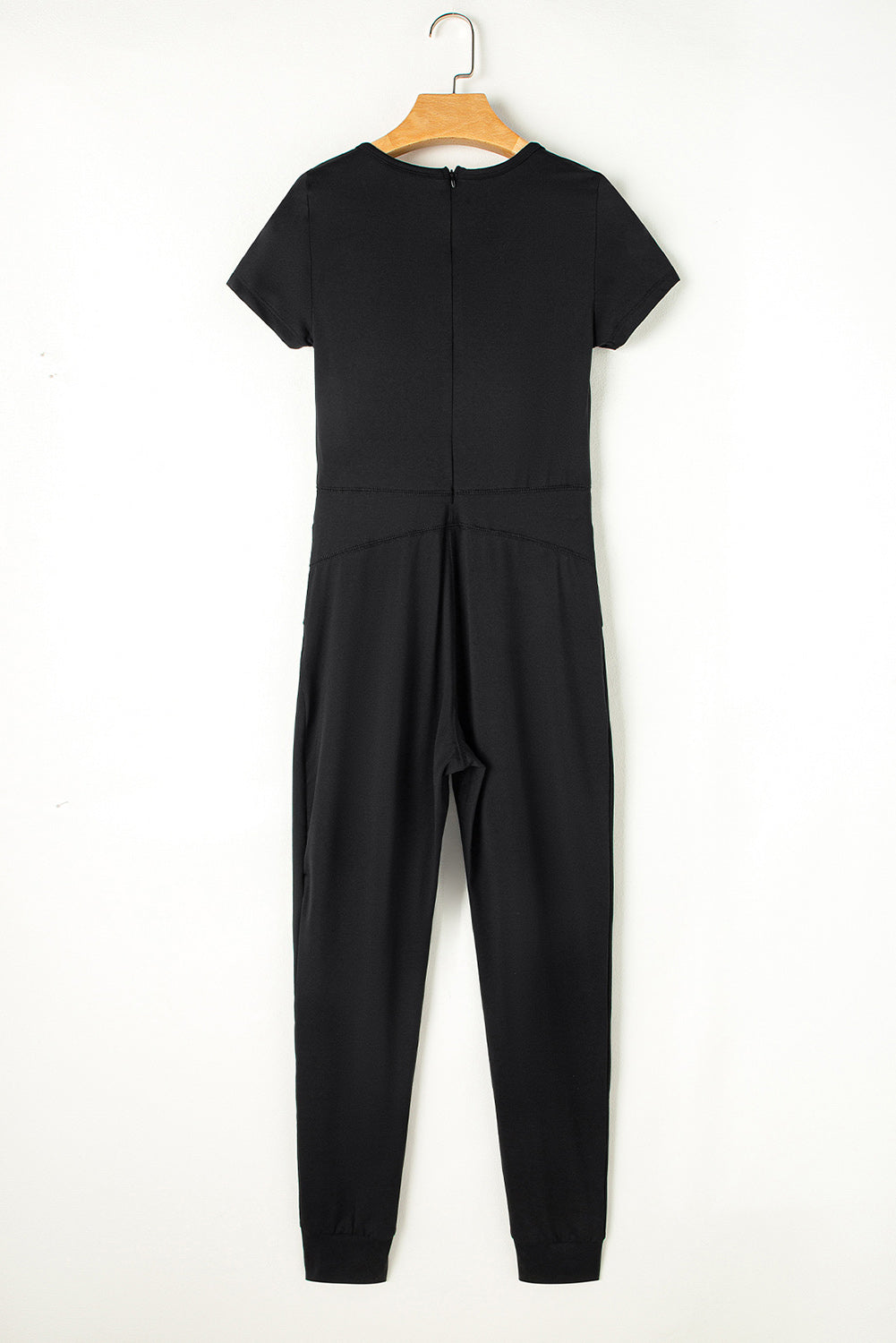 Black Short Sleeve Pocket Jogger Bottom Athleisure Jumpsuit