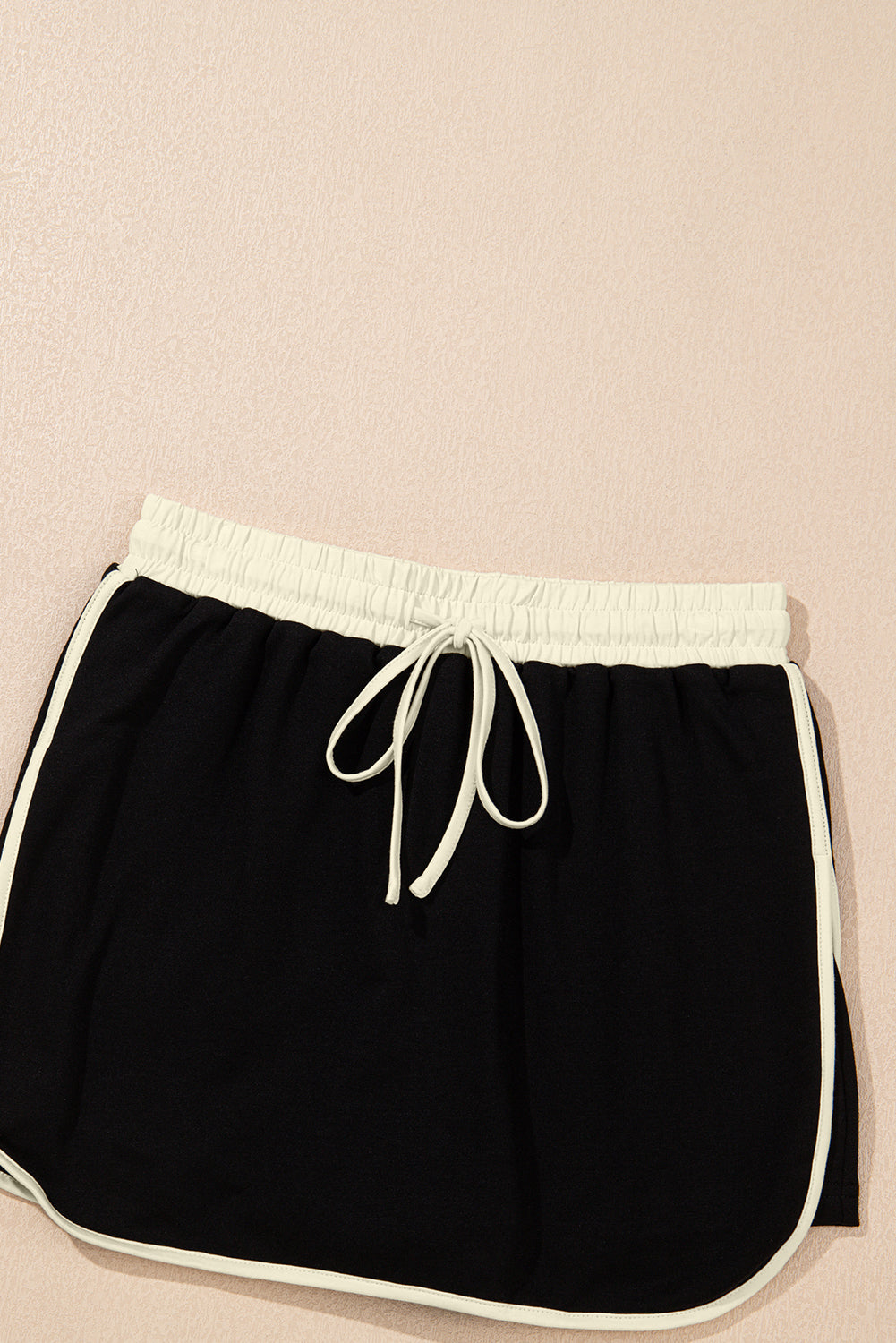 Black Colorblock Edge Drop Shoulder T Shirt and Skort 2Pcs Set