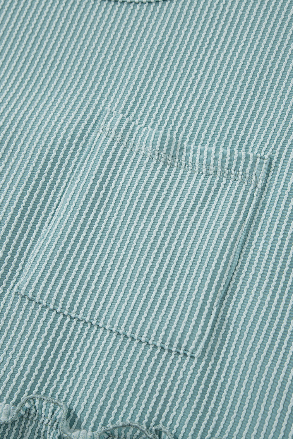 Canton Corded Knit Textured Patched Pocket Frilled Swing Mini Dress with Pockets