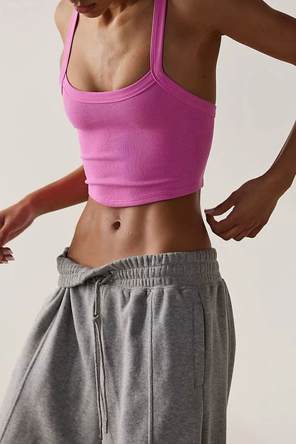 Bonbon Athletic Ribbed Cropped Cami Top