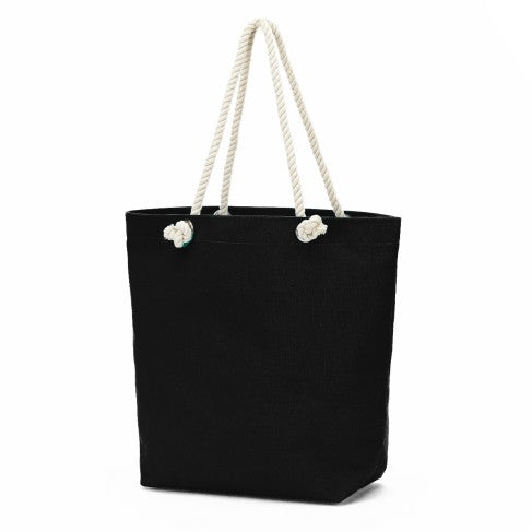 Personalized Black Rope Tote Bag