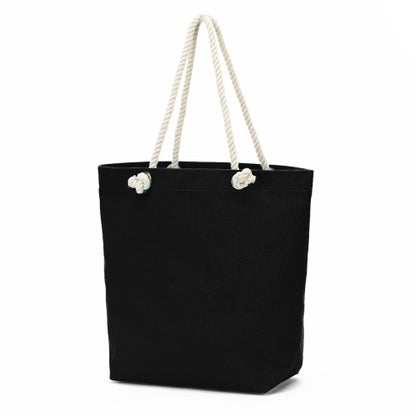 Personalized Black Rope Tote Bag