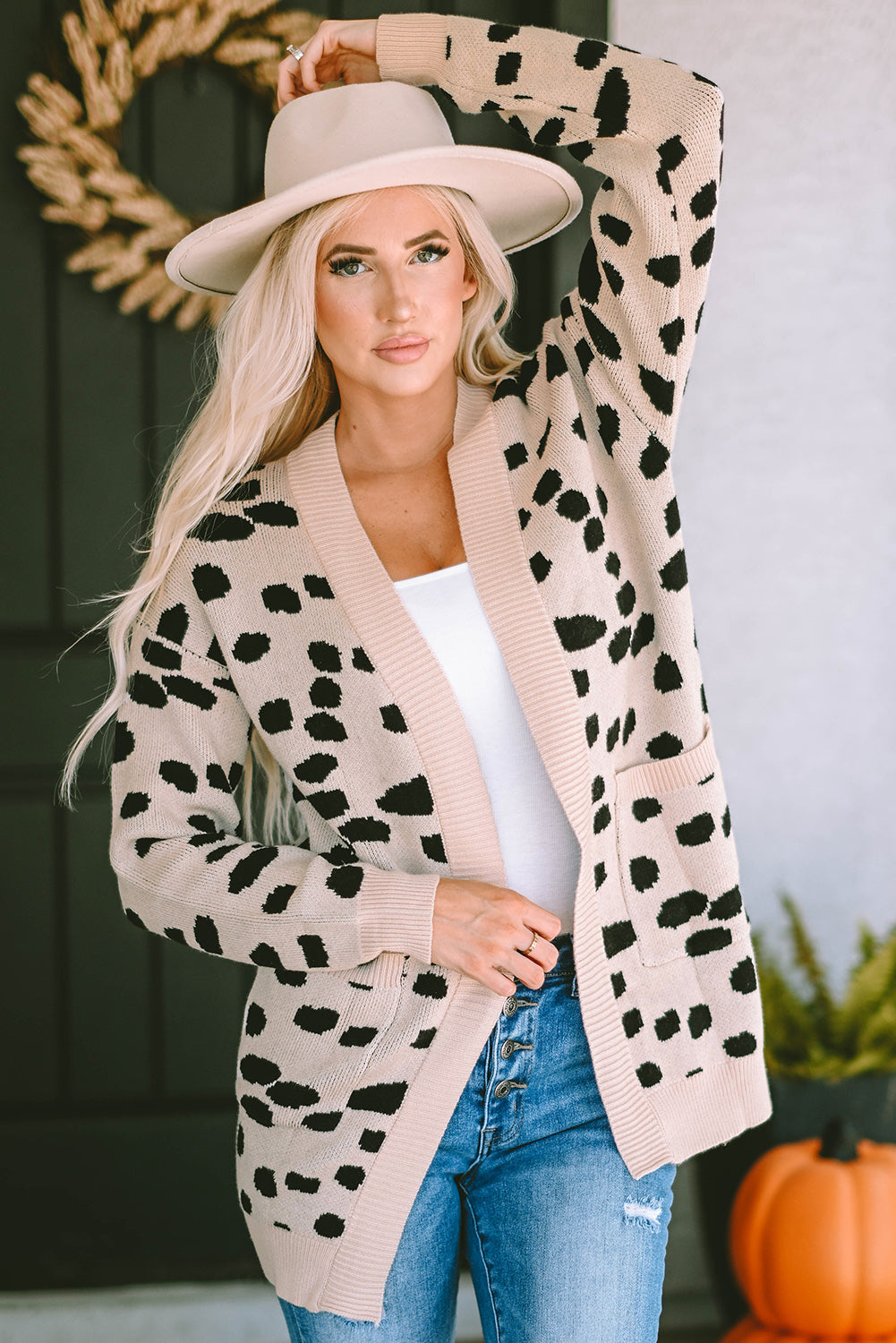 Leopard Animal Spotted Pattern Open Front Cardigan