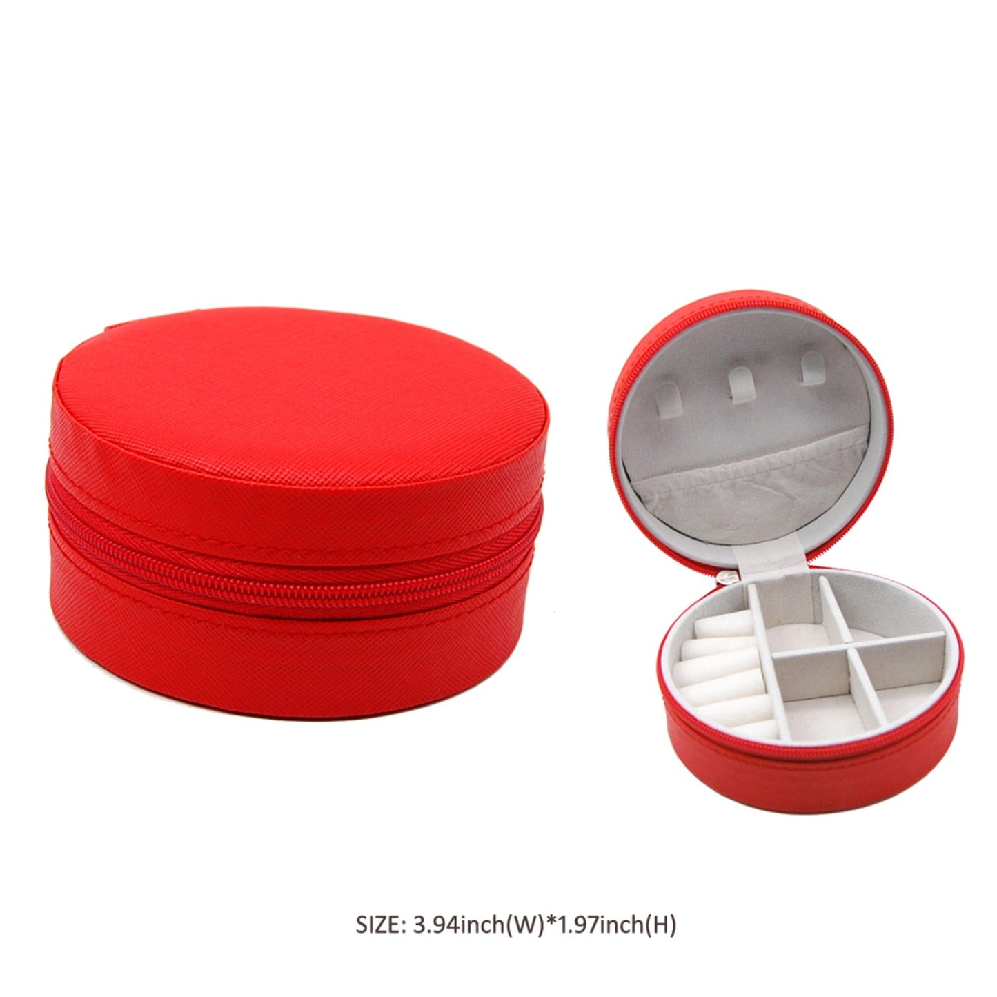 Round Zip Around Travel Jewelry Box