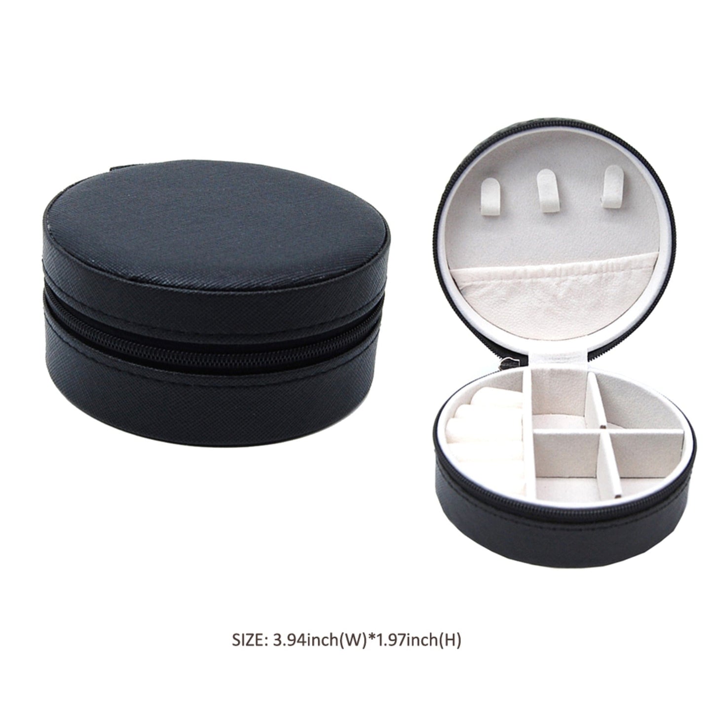 Round Zip Around Travel Jewelry Box