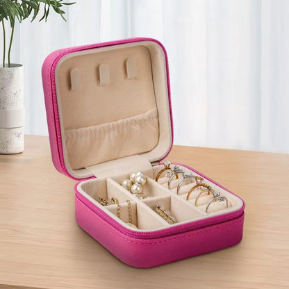 Zip Around Square Travel Jewelry Box