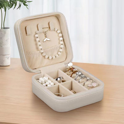 Zip Around Square Travel Jewelry Box