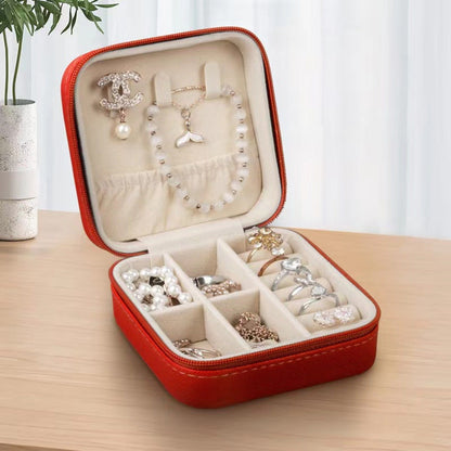 Zip Around Square Travel Jewelry Box