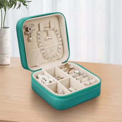 Zip Around Square Travel Jewelry Box