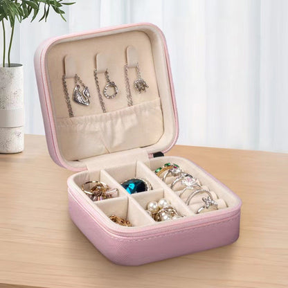 Zip Around Square Travel Jewelry Box