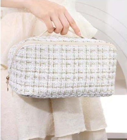 Tweed Zip Around Cosmetic Pouch