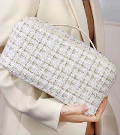 Tweed Zip Around Cosmetic Pouch