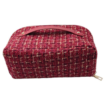 Tweed Zip Around Cosmetic Pouch