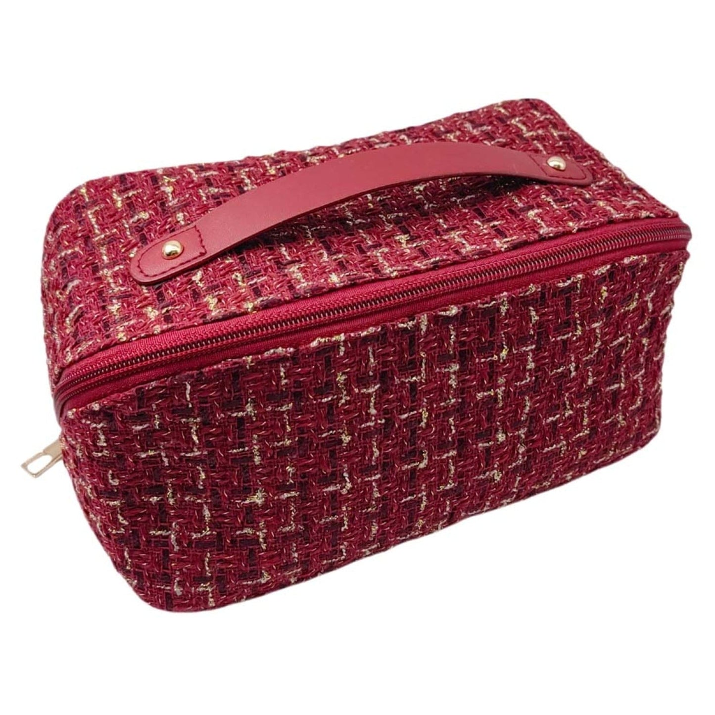 Tweed Zip Around Cosmetic Pouch