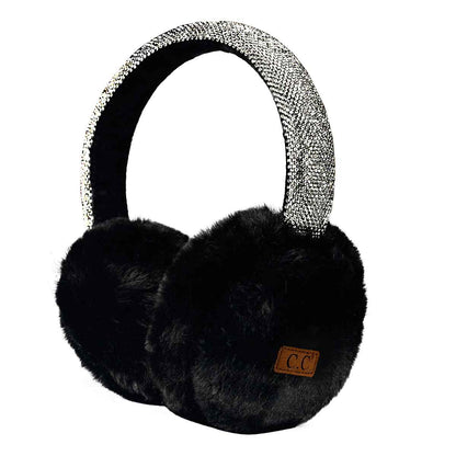 Furry Rhinestone Band Earmuffs