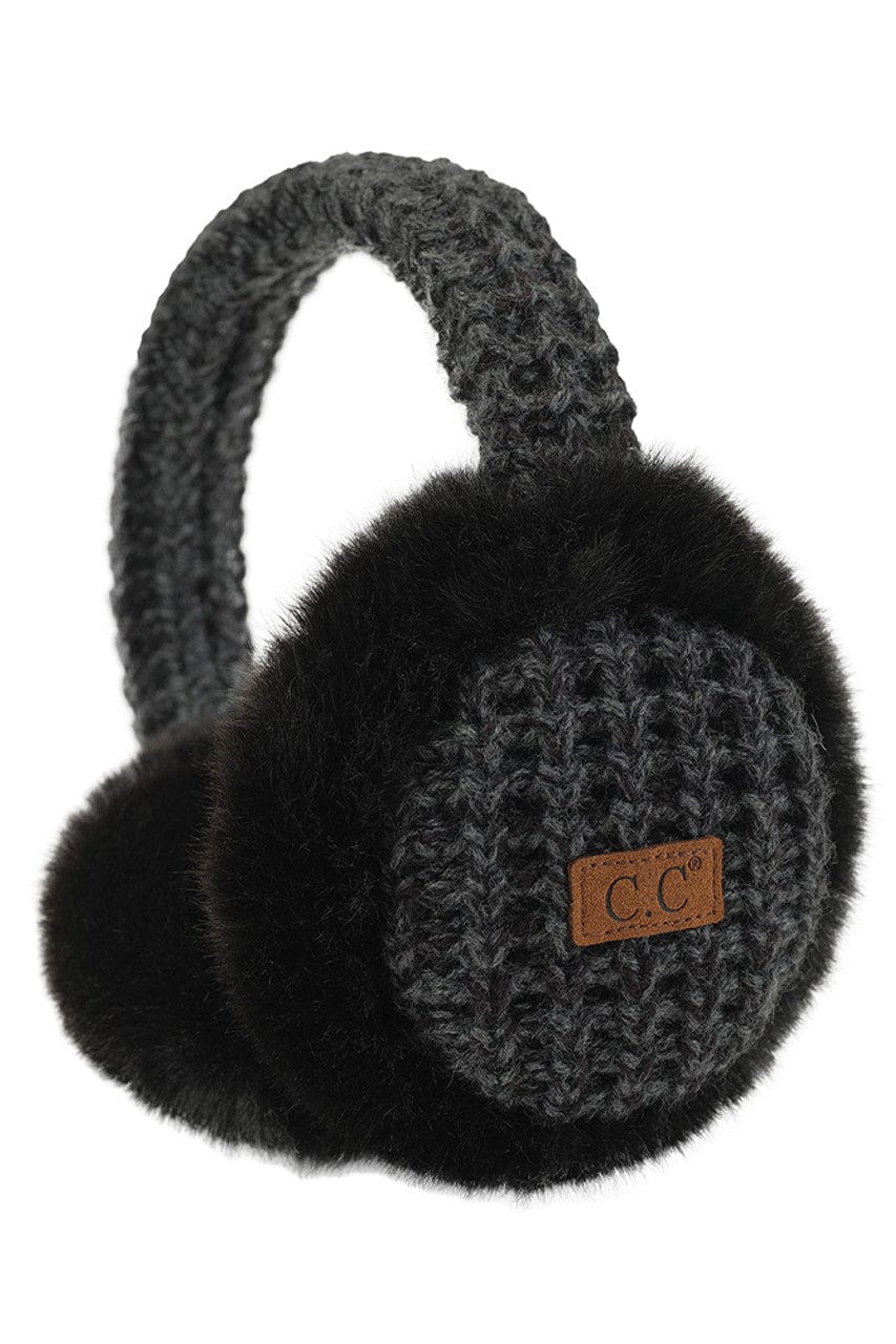 Heather Knitted Faux Fur Earmuffs