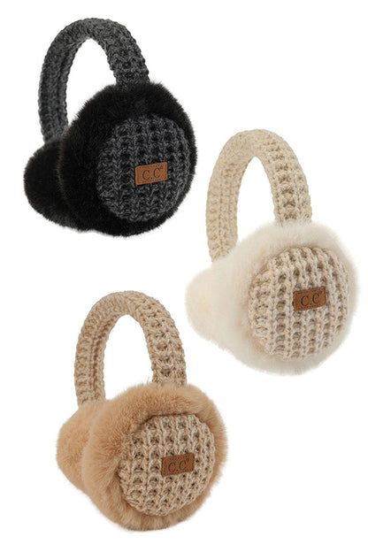 Heather Knitted Faux Fur Earmuffs