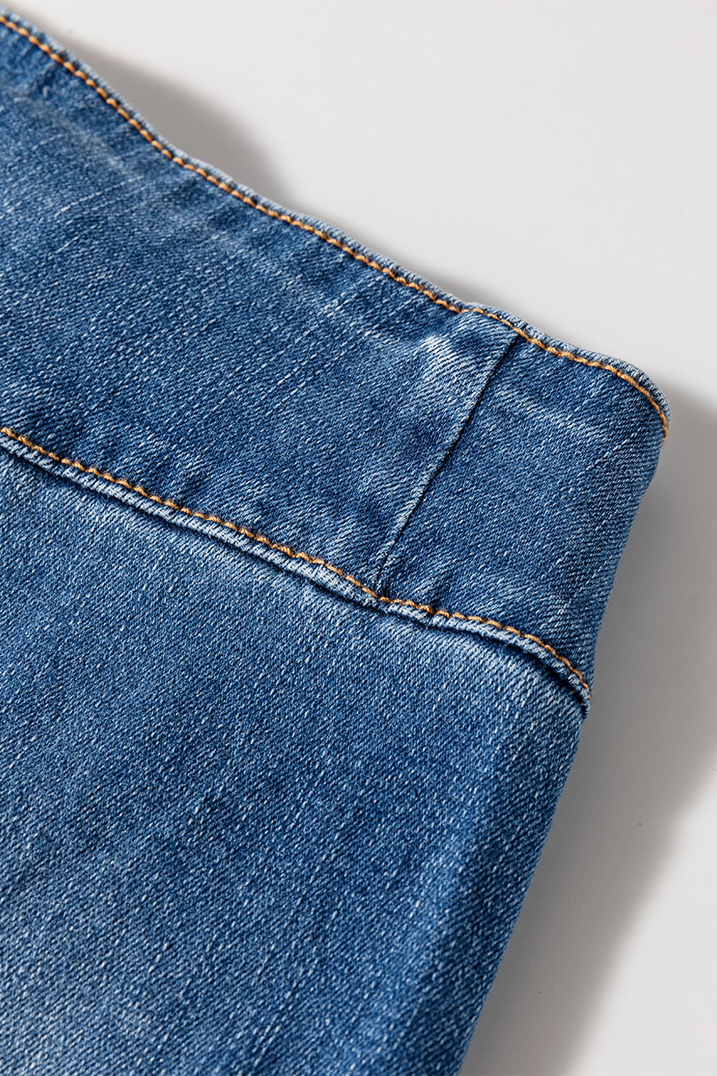 Sail Blue High Waist Button Fly Seamed Raw Hem Flare Jeans