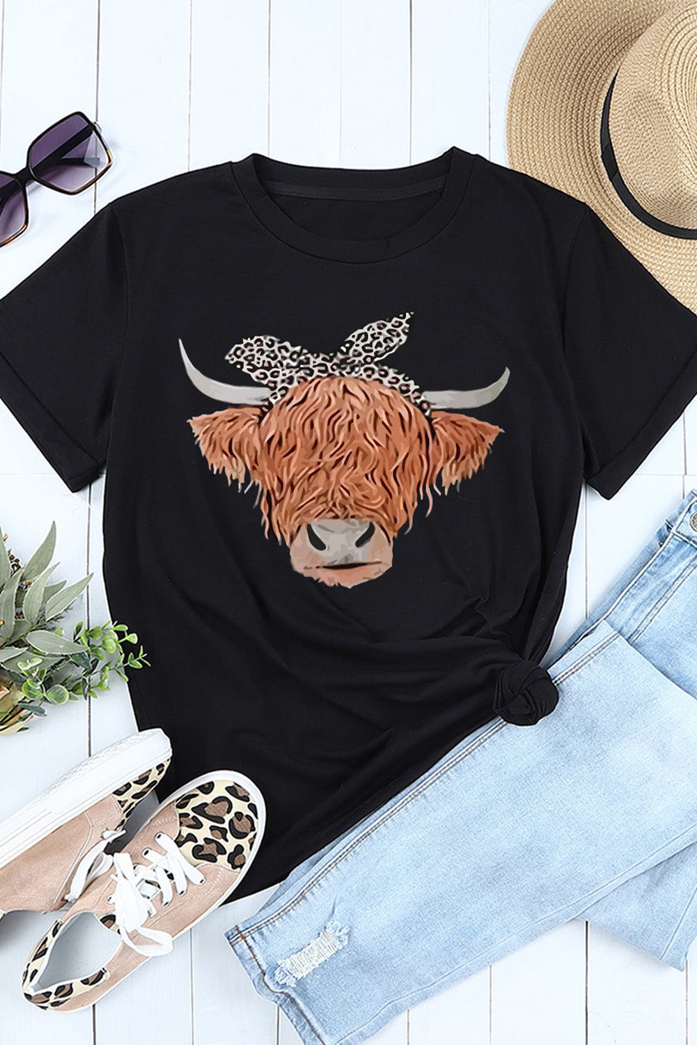 Animal Graphic Round Neck T-Shirt